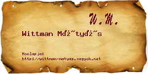 Wittman Mátyás névjegykártya